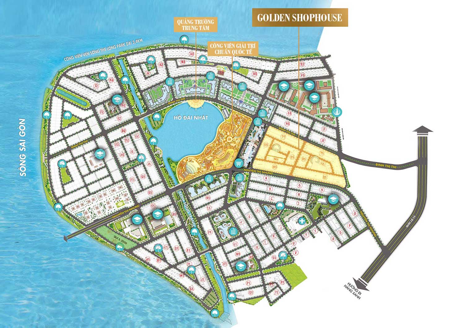 Vị trí khu Golden Shophouse - Đông Nam - Vạn Phúc City
